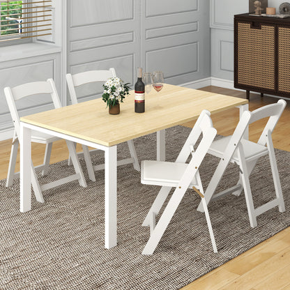 Set of 4 Dining Chairs Foldable Kitchen Chair with Rubber Wood Legs and Padded Seat, White Dining Chairs at Gallery Canada