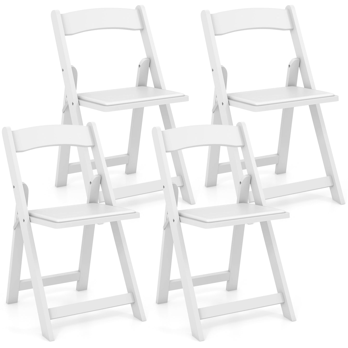 Set of 4 Dining Chairs Foldable Kitchen Chair with Rubber Wood Legs and Padded Seat, White Dining Chairs at Gallery Canada