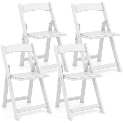 Set of 4 Dining Chairs Foldable Kitchen Chair with Rubber Wood Legs and Padded Seat, White Dining Chairs at Gallery Canada