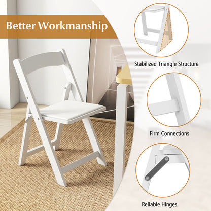 Set of 4 Dining Chairs Foldable Kitchen Chair with Rubber Wood Legs and Padded Seat, White Dining Chairs at Gallery Canada