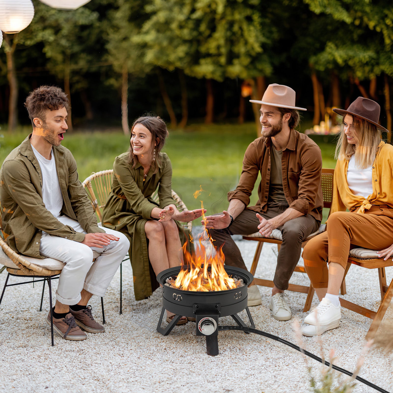 17 Inch Portable Gas Fire Pit, Folding Legs, Removable Grill, Black Fire Pits at Gallery Canada
