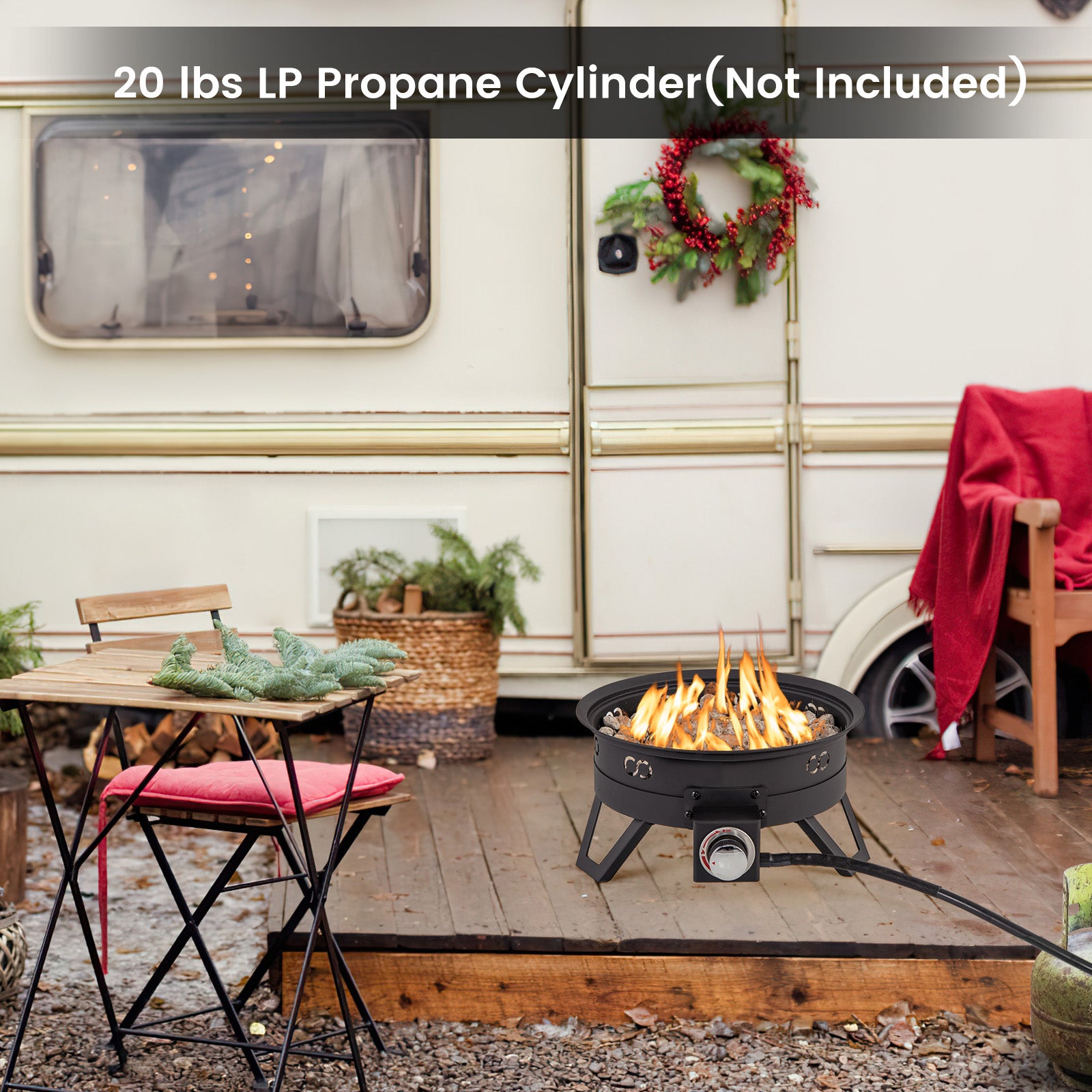 17 Inch Portable Gas Fire Pit, Folding Legs, Removable Grill, Black Fire Pits at Gallery Canada