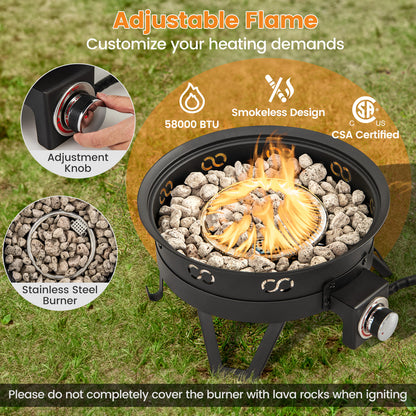 17 Inch Portable Gas Fire Pit, Folding Legs, Removable Grill, Black Fire Pits at Gallery Canada