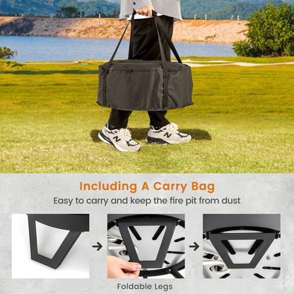 17 Inch Portable Gas Fire Pit, Folding Legs, Removable Grill, Black Fire Pits at Gallery Canada