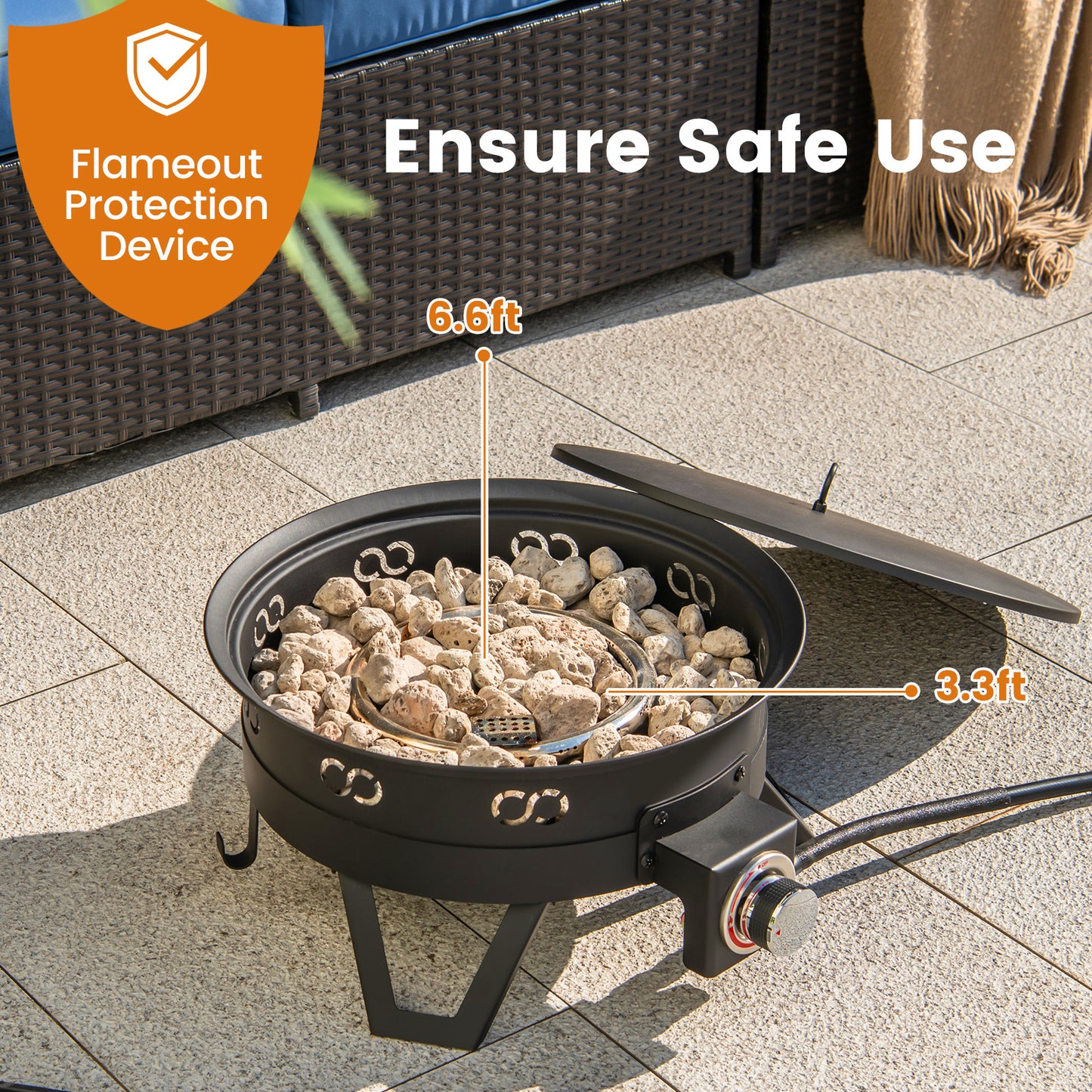 17 Inch Portable Gas Fire Pit, Folding Legs, Removable Grill, Black Fire Pits at Gallery Canada