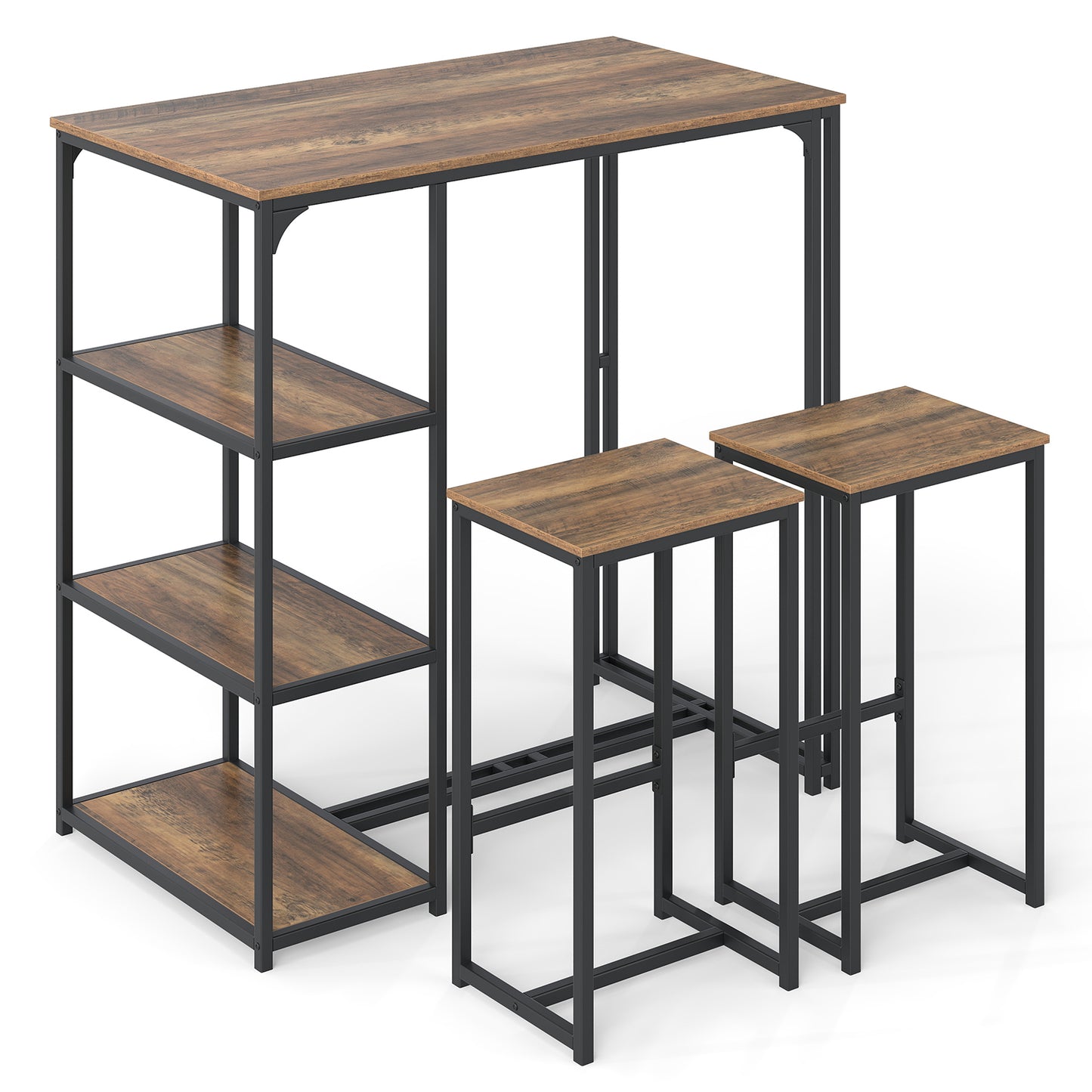 3-Piece Bar Table Set, 2 Bar-Height Dining Table, 2 Stools, Brown Dining Room Sets Rustic Brown at Gallery Canada