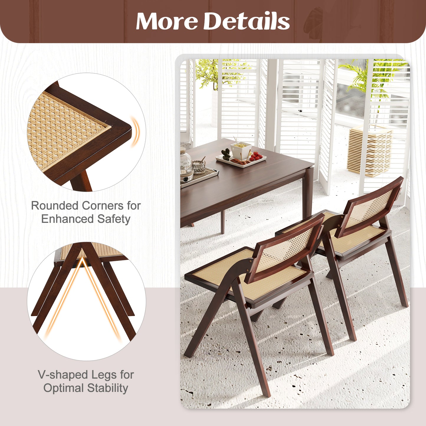 Foldable Dining Chairs Set Of 2, Brown Dining Chairs at Gallery Canada