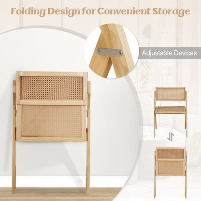 Foldable Dining Chairs Set of 2 with Woven Rattan Backrest, Natural Dining Chairs at Gallery Canada