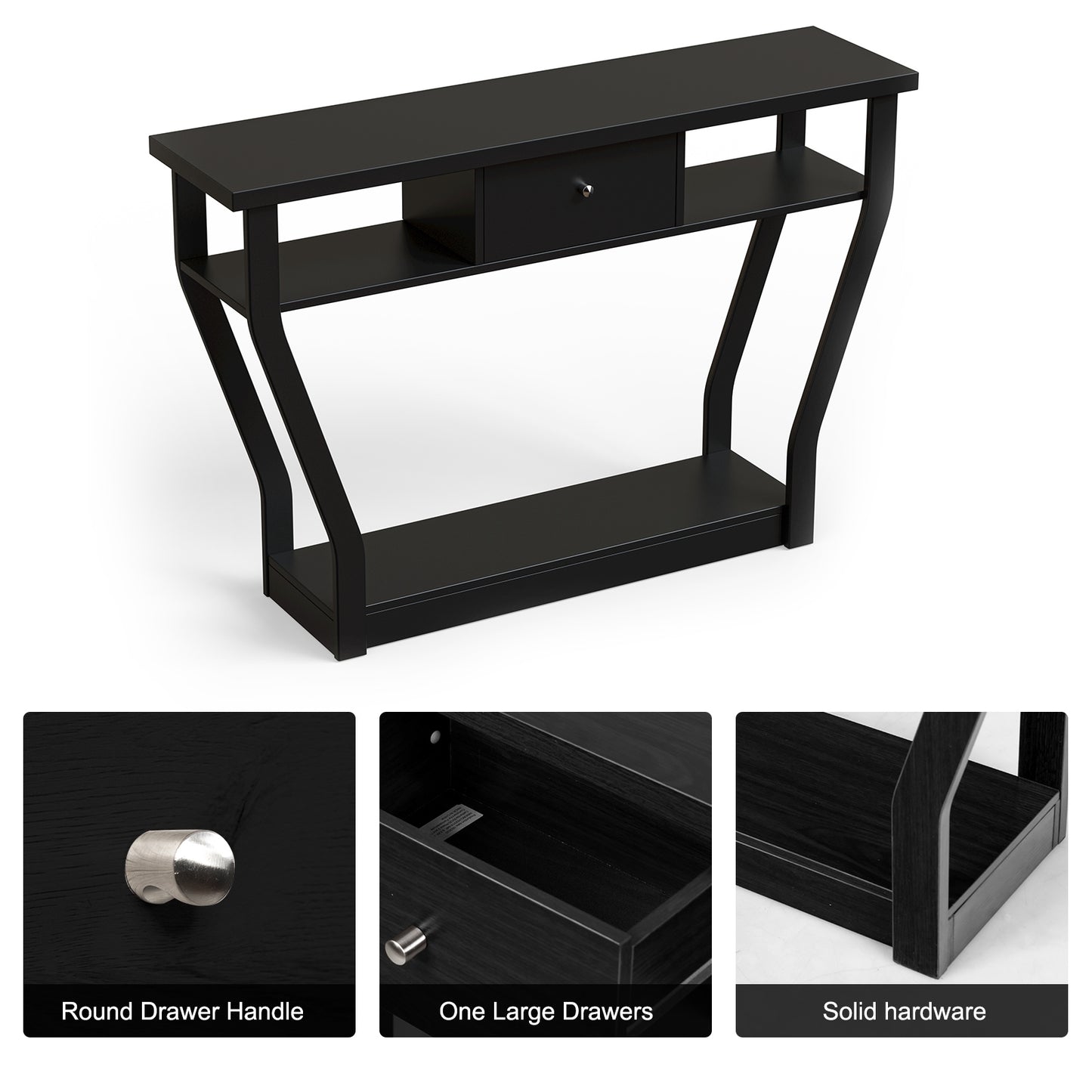 Modern Sofa Accent Table with Drawer, Black Console Tables at Gallery Canada