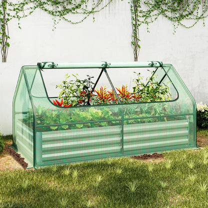 6 x 3 x 3 Feet Galvanized Raised Garden Bed with Greenhouse, Green Raised Garden Beds at Gallery Canada