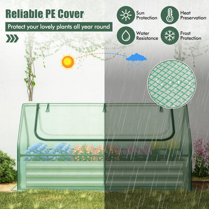 6 x 3 x 3 Feet Galvanized Raised Garden Bed with Greenhouse, Green Raised Garden Beds at Gallery Canada