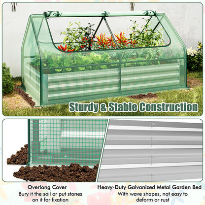 6 x 3 x 3 Feet Galvanized Raised Garden Bed with Greenhouse, Green Raised Garden Beds at Gallery Canada