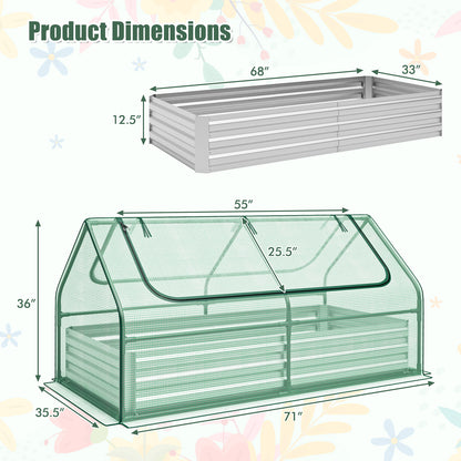 6 x 3 x 3 Feet Galvanized Raised Garden Bed with Greenhouse, Green Raised Garden Beds at Gallery Canada