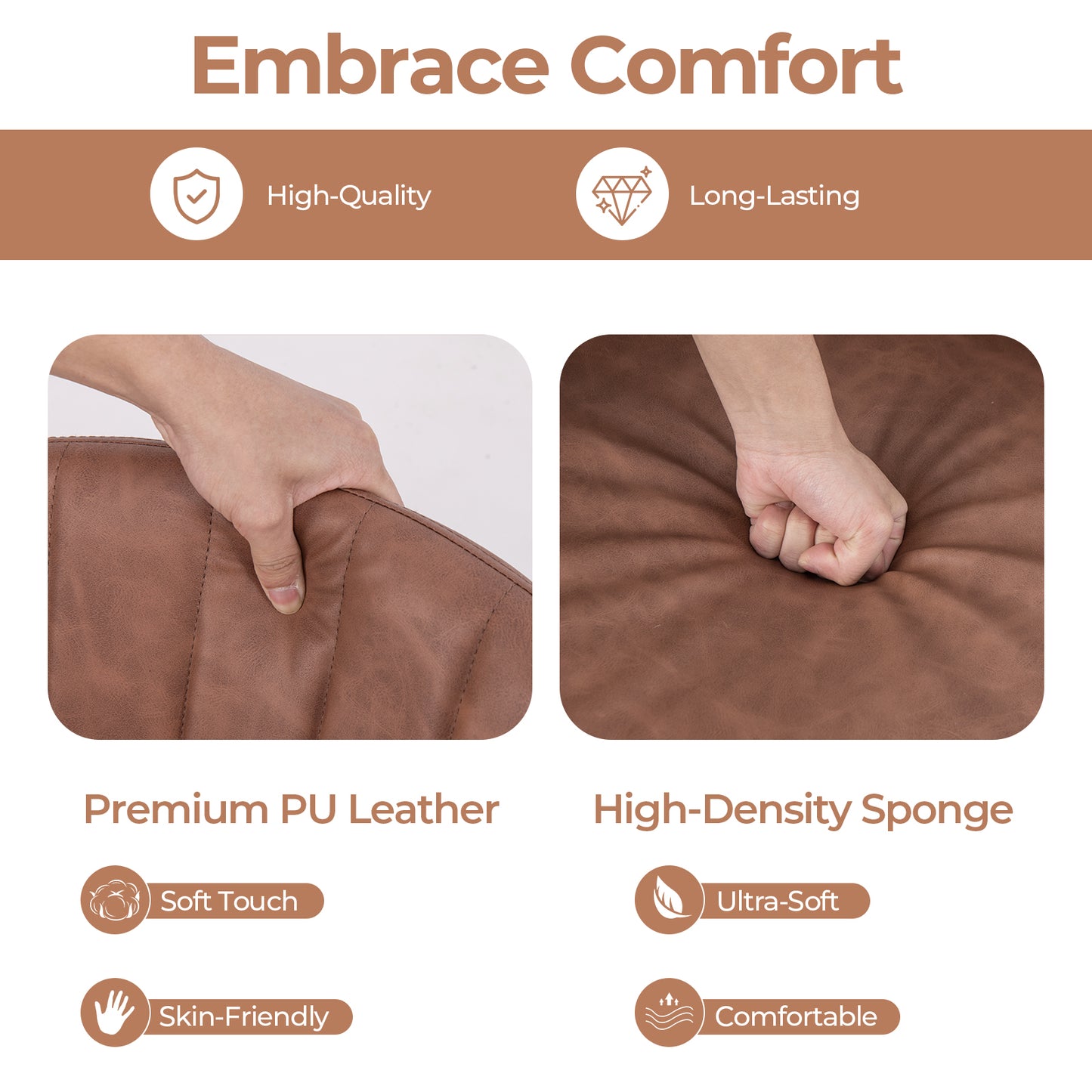 27 Inch Swivel Bar Stool Set of 2 Counter Height Chair with Padded Seat-Black and Brown, Brown Bar Stools at Gallery Canada