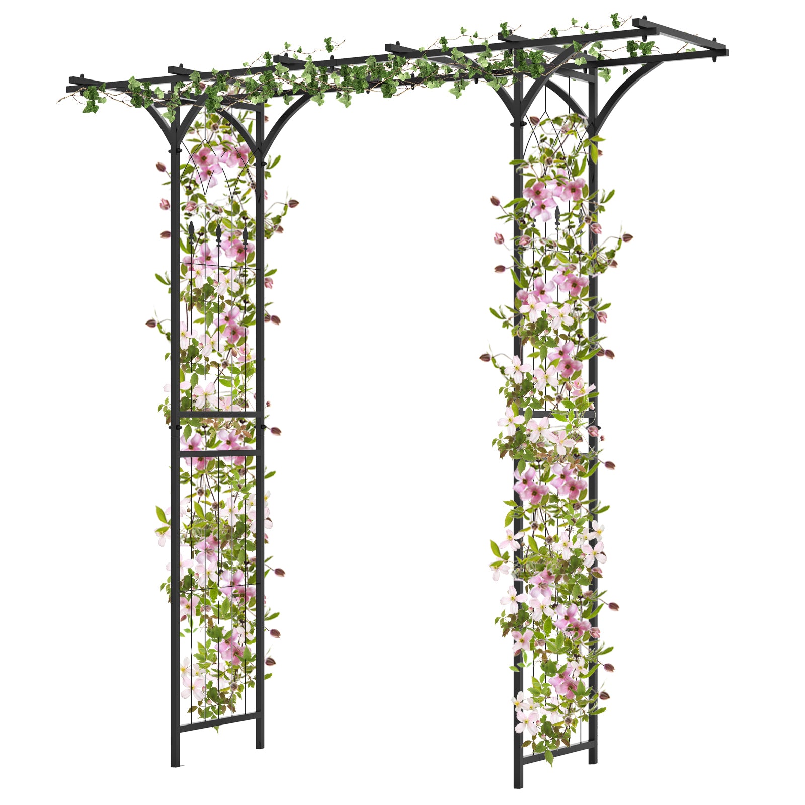 6.8 Feet Garden Arbor with Trellises for Climbing Plant Vine Rose, Black Outdoor Decor at Gallery Canada