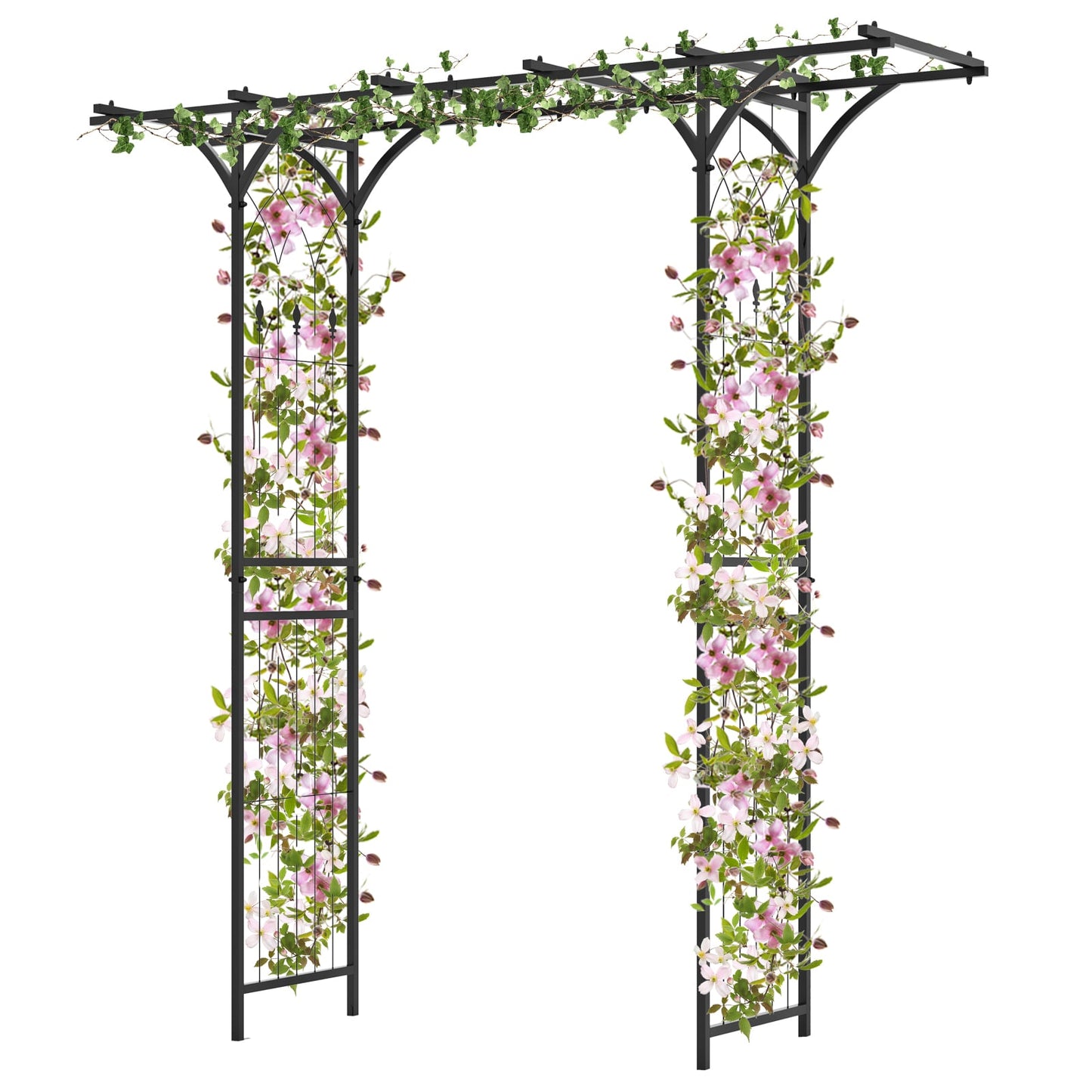 6.8 Feet Garden Arbor With Trellises, Black Outdoor Decor Black at Gallery Canada