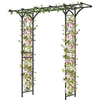 6.8 Feet Garden Arbor With Trellises, Black Outdoor Decor Black at Gallery Canada