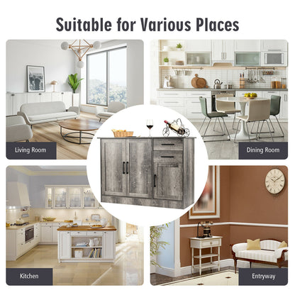 Buffet Storage Cabinet Kitchen Sideboard with 2 Drawers, Gray Sideboards Cabinets & Buffets at Gallery Canada