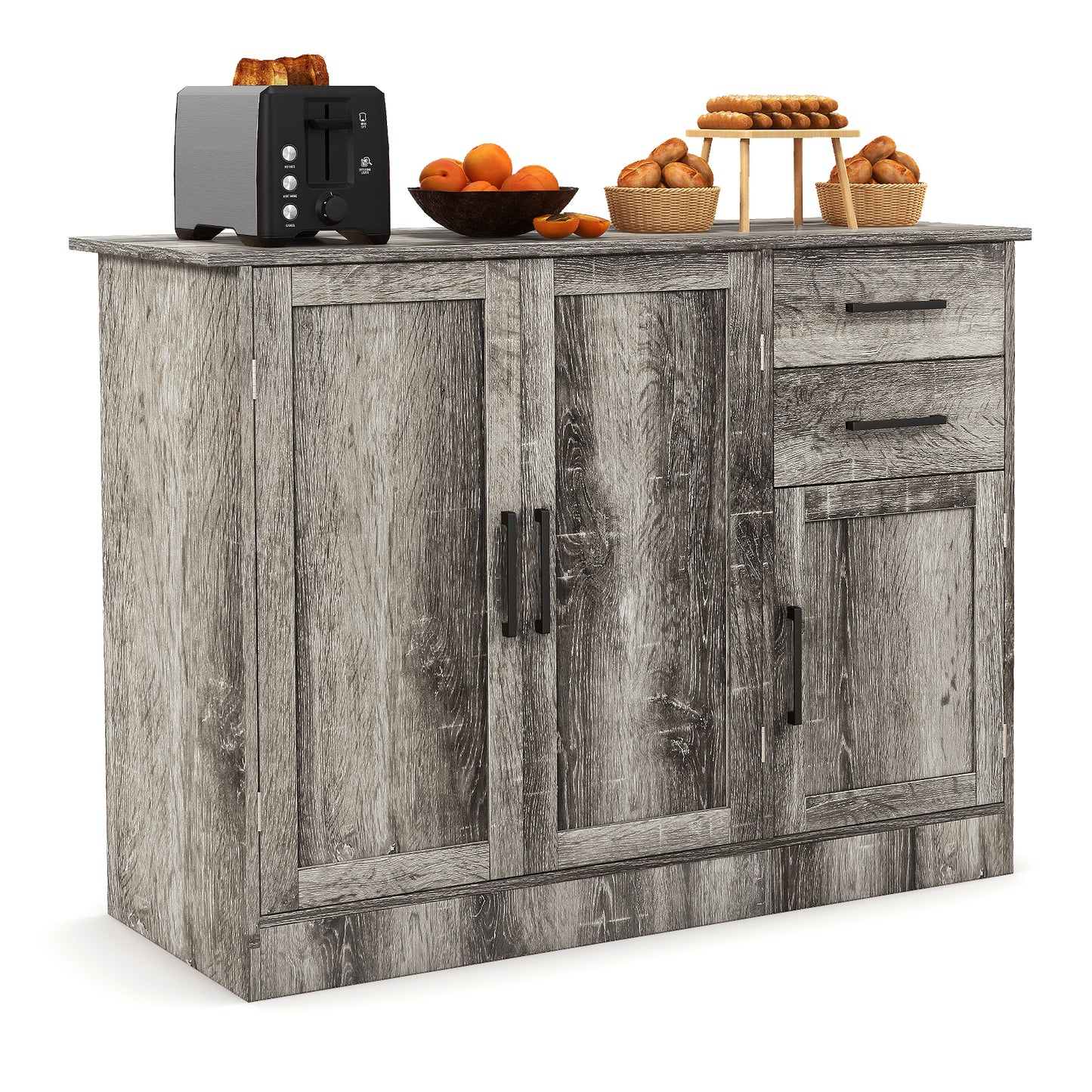 Buffet Storage Cabinet Kitchen Sideboard with 2 Drawers, Gray Sideboards Cabinets & Buffets at Gallery Canada