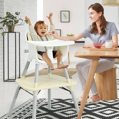 4-in-1 Baby Convertible Toddler Table Chair Set with PU Cushion, Beige High Chairs at Gallery Canada