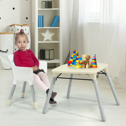 4-in-1 Baby Convertible Toddler Table Chair Set with PU Cushion, Beige High Chairs at Gallery Canada