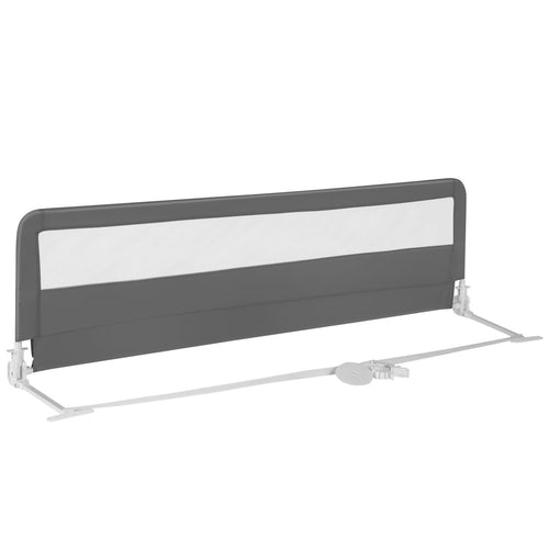 71 Inch Extra Long Swing Down Bed Guardrail, Safety Straps, Gray