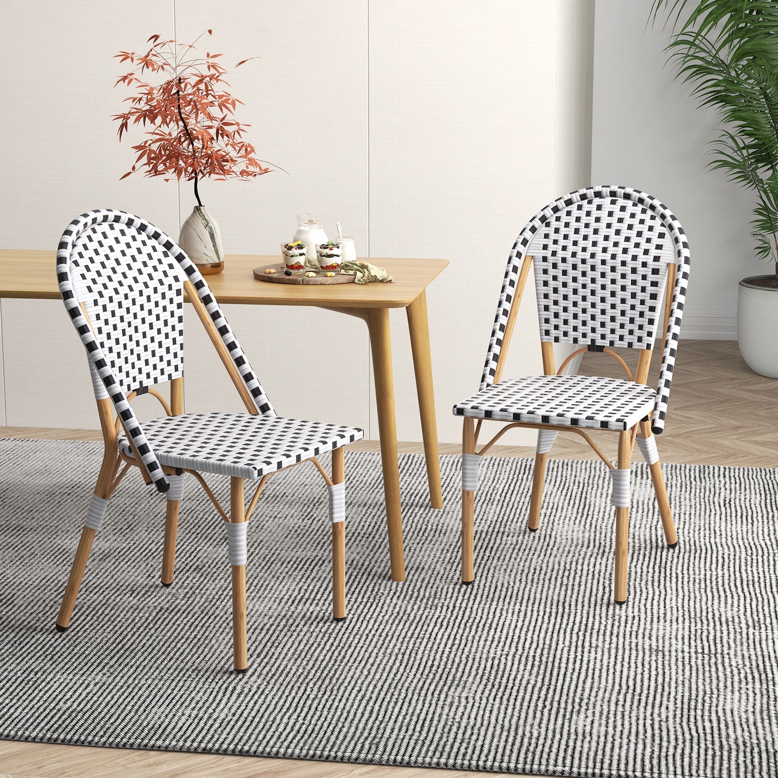 French Bistro Chair Set of 2 with Galvanized Metal Framex, White Patio Dining Chairs at Gallery Canada