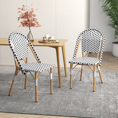 French Bistro Chair Set of 2 with Galvanized Metal Framex, White Patio Dining Chairs at Gallery Canada