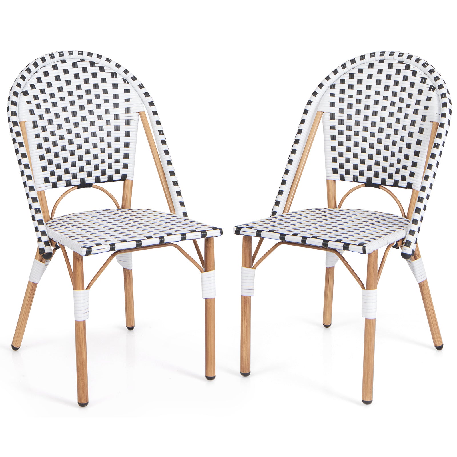 French Bistro Chair Set of 2 with Galvanized Metal Framex, White Patio Dining Chairs at Gallery Canada