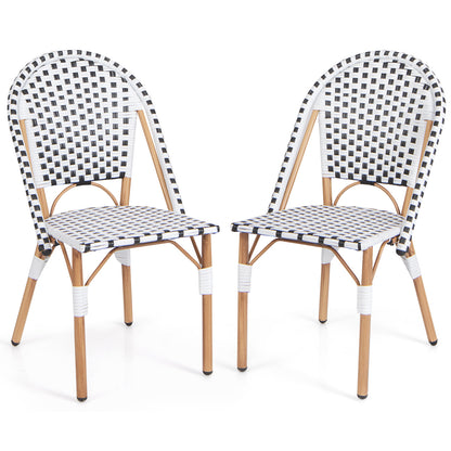 French Bistro Chair Set of 2 with Galvanized Metal Framex, White Patio Dining Chairs at Gallery Canada