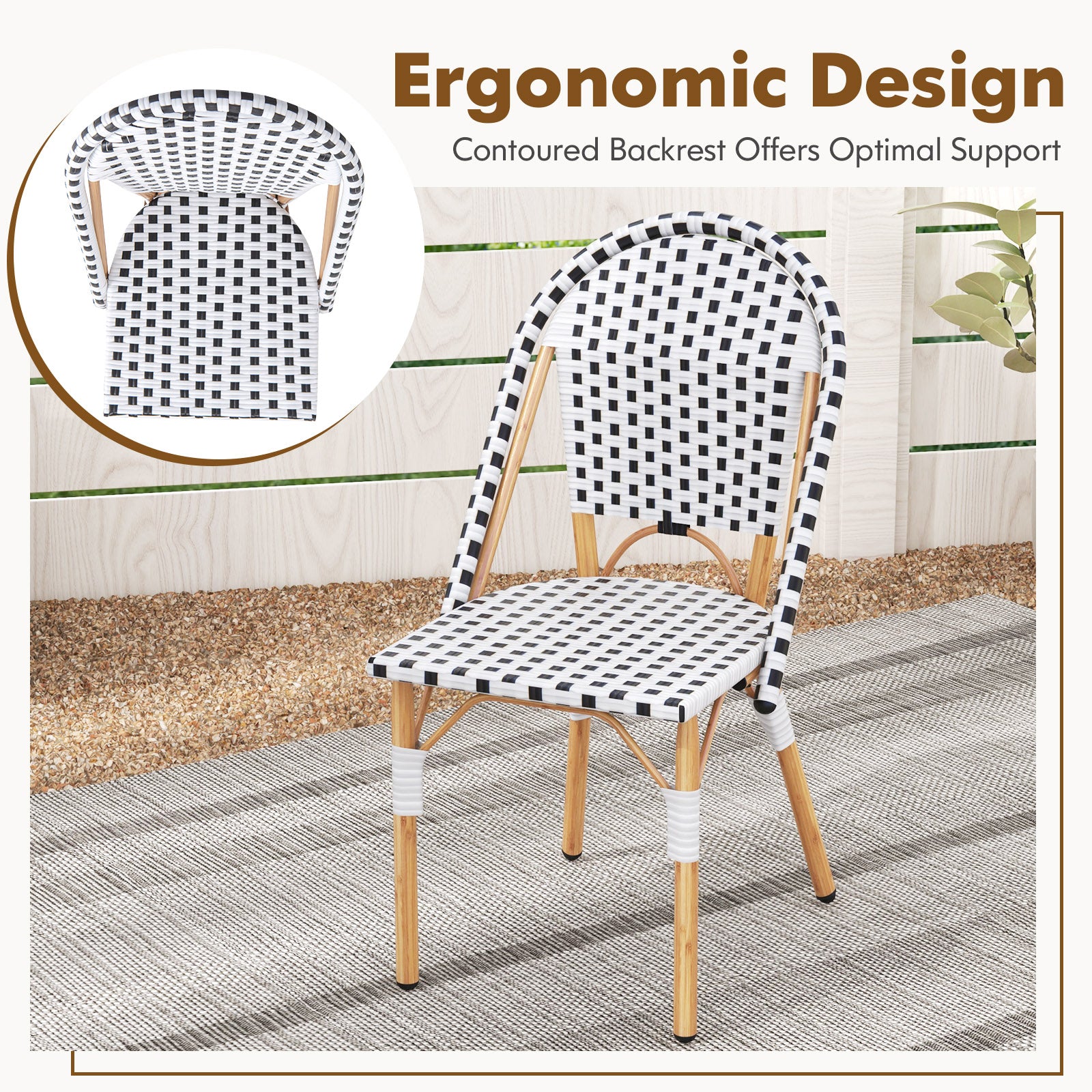 French Bistro Chair Set of 2 with Galvanized Metal Framex, White Patio Dining Chairs at Gallery Canada