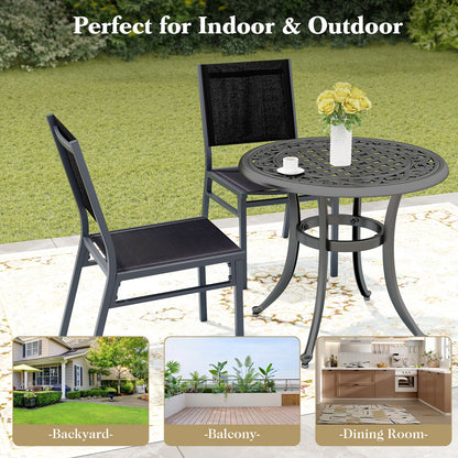 Outdoor Dining Chairs with Breathable Seat and Backrest for Backyard Porch Poolside-1 Piece, Black Patio Dining Chairs at Gallery Canada