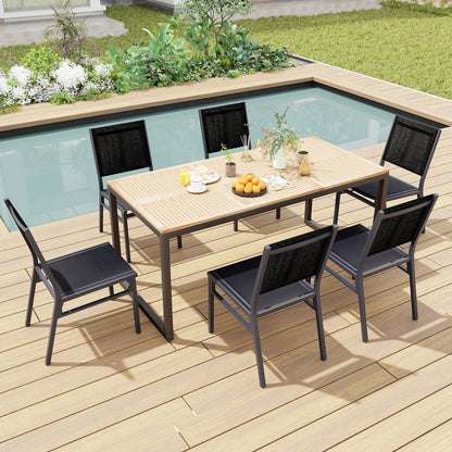 Outdoor Dining Chairs with Breathable Seat and Backrest for Backyard Porch Poolside-Set of 2, Black Patio Dining Chairs at Gallery Canada