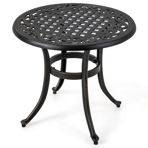 24 Inch Patio Side Table, Adjustable Footpads, Rustic Brown