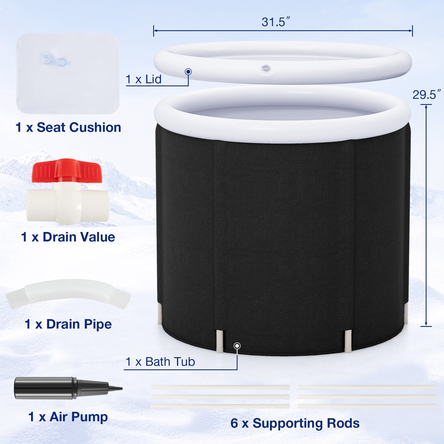 66 Gal Outdoor Ice Plunge Tub with Lid at Home Ice Plunge Tub at Gallery Canada
