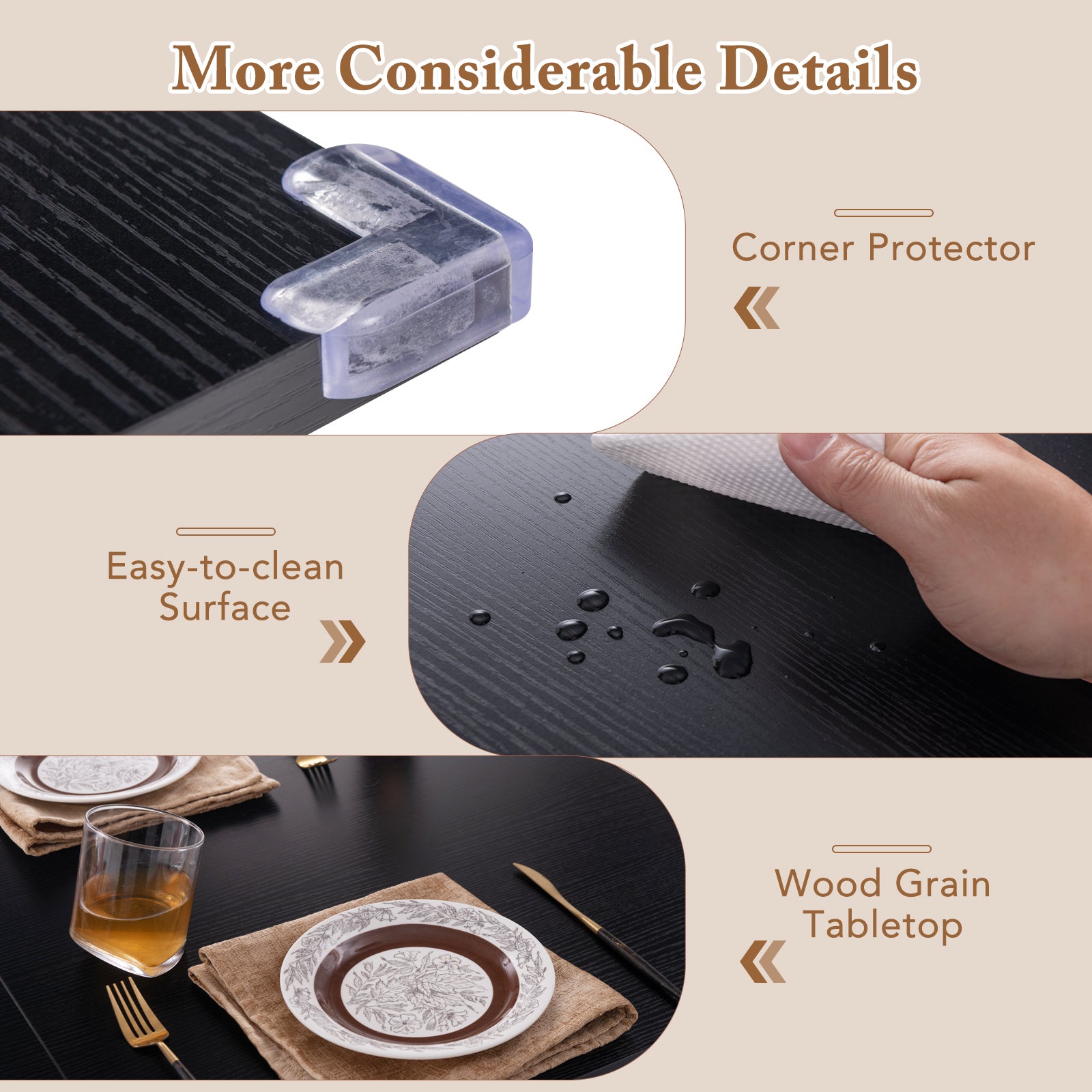 5 Piece Dining Table Set for 4-6 with 2 Benches & 2 Stools for Kitchen Dining Room, Black Dining Room Sets at Gallery Canada