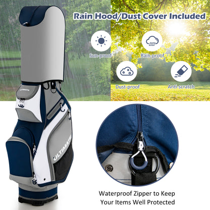 10.5 Inch Golf Stand Bag with 14 Way Dividers and 7 Zippered Pockets, Navy Golf at Gallery Canada