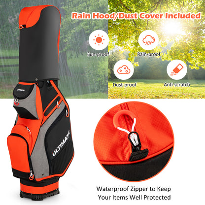 10.5 Inch Golf Stand Bag with 14 Way Dividers and 7 Zippered Pockets, Orange Golf at Gallery Canada