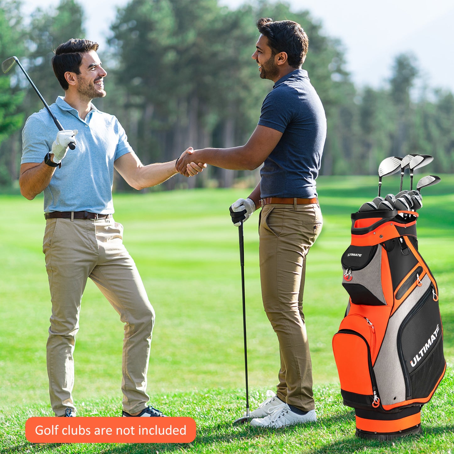 10.5 Inch Golf Stand Bag with 14 Way Dividers and 7 Zippered Pockets, Orange Golf at Gallery Canada