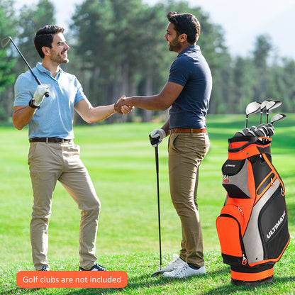 10.5 Inch Golf Stand Bag with 14 Way Dividers and 7 Zippered Pockets, Orange Golf at Gallery Canada