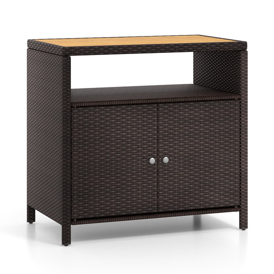 Rattan Storage Cabinet, Acacia Wood Countertop, Brown Sideboards Cabinets & Buffets Brown at Gallery Canada