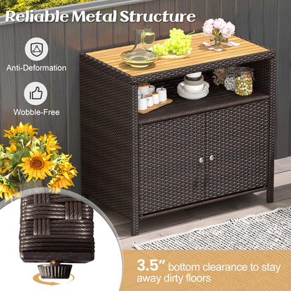 Rattan Storage Cabinet, Acacia Wood Countertop, Brown Sideboards Cabinets & Buffets at Gallery Canada