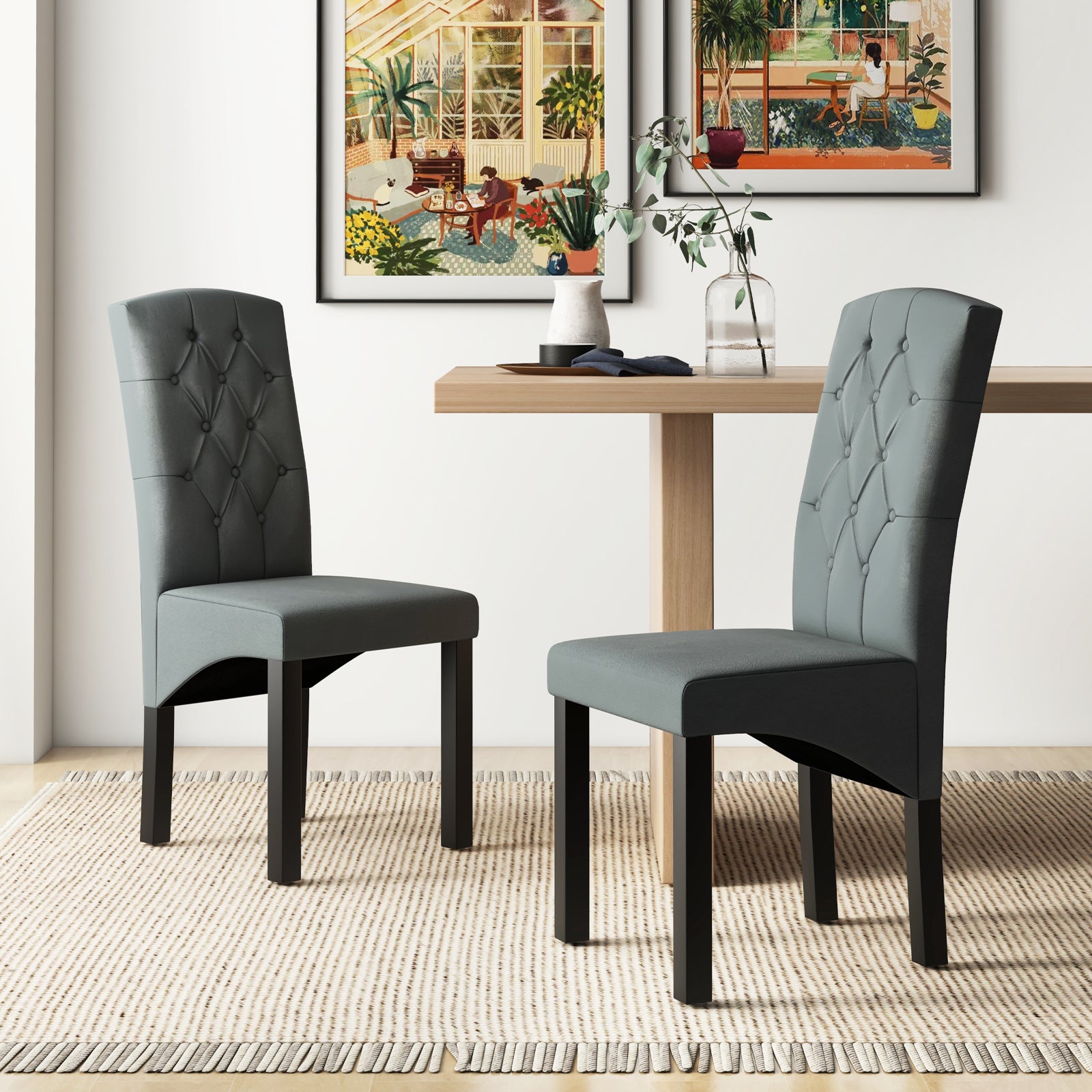 Modern Dining Chair with High Backrest High-density Sponge Cushion, Dark Gray Dining Chairs at Gallery Canada