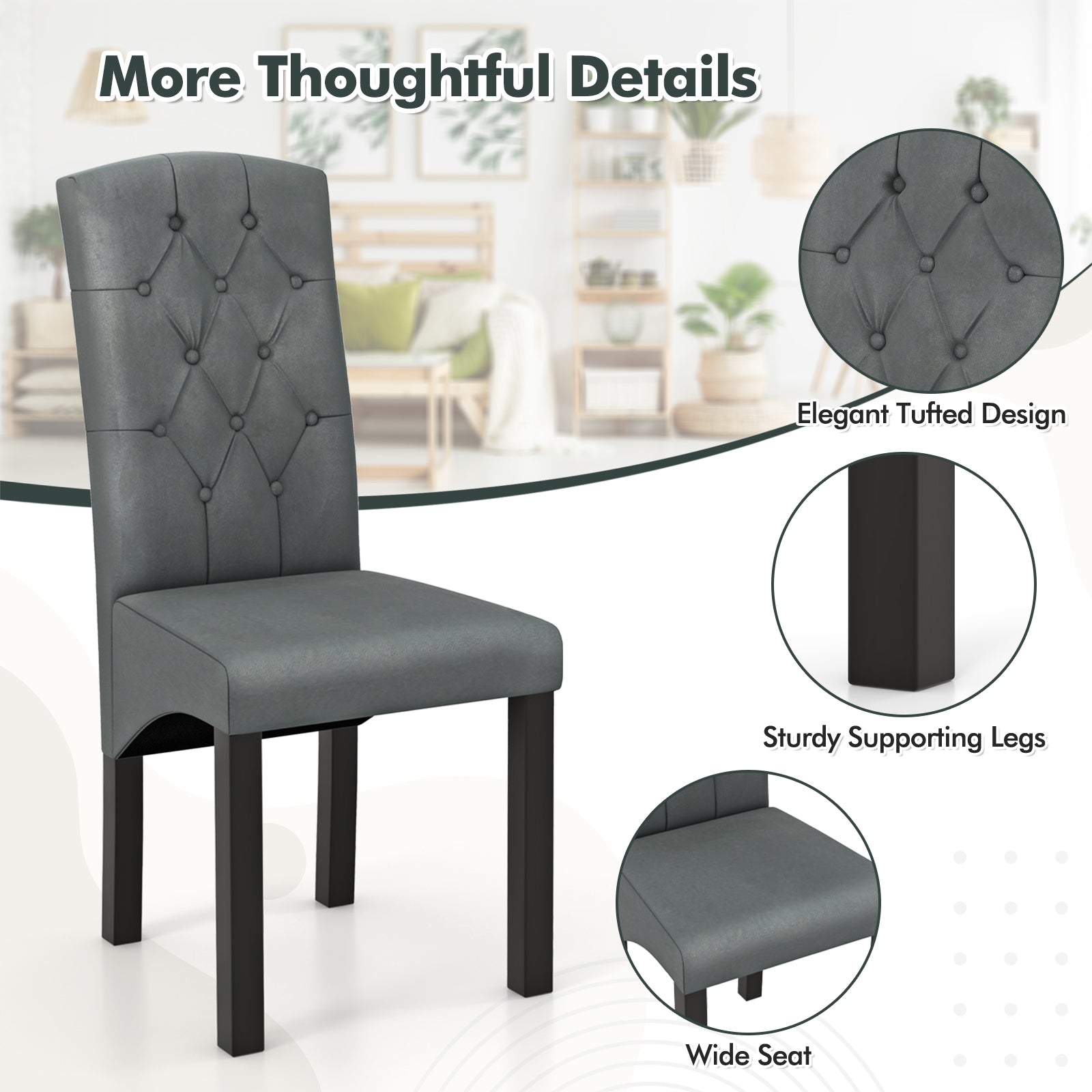 Modern Dining Chair with High Backrest High-density Sponge Cushion, Dark Gray Dining Chairs at Gallery Canada