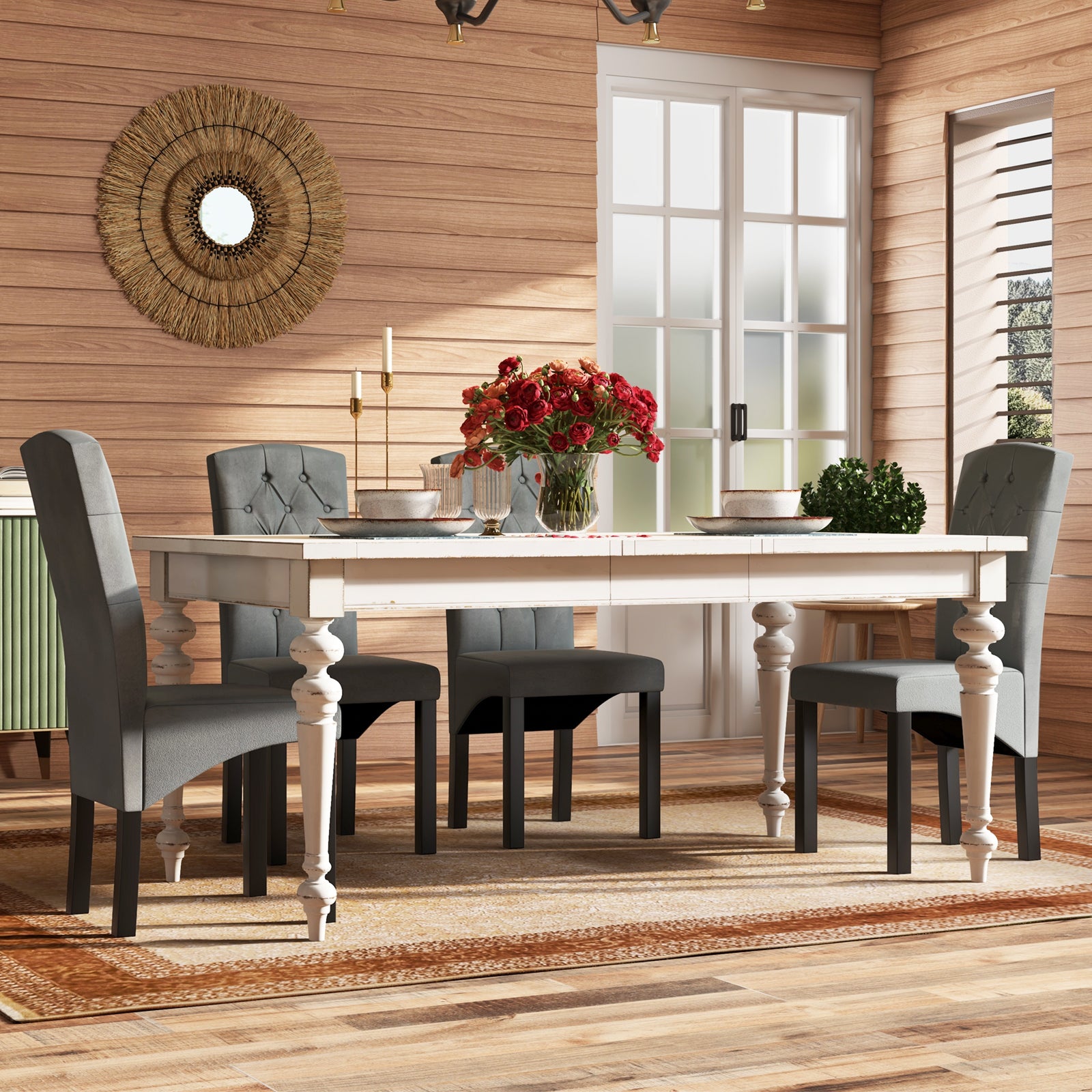 Modern Dining Chair with High Backrest High-density Sponge Cushion, Dark Gray Dining Chairs at Gallery Canada