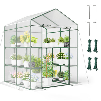 Walk-In Greenhouse, 3 Tiers 8 Shelves, PVC Cover, Roll-Up Zippered Door, Transparent Greenhouses Transparent at Gallery Canada