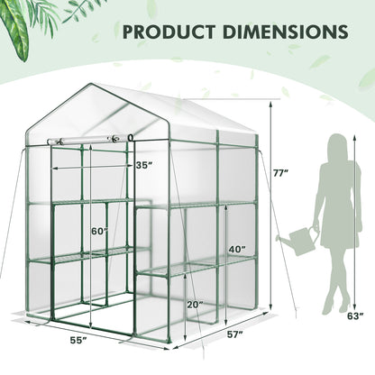 Walk-in Greenhouse with 3 Tiers 8 Shelves PVC Cover Roll-up Zippered Door, Transparent Greenhouses at Gallery Canada
