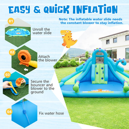 Inflatable Water Slide with Dual Slides and Large Splash Pool (Without Blower), Blue Bounce House at Gallery Canada