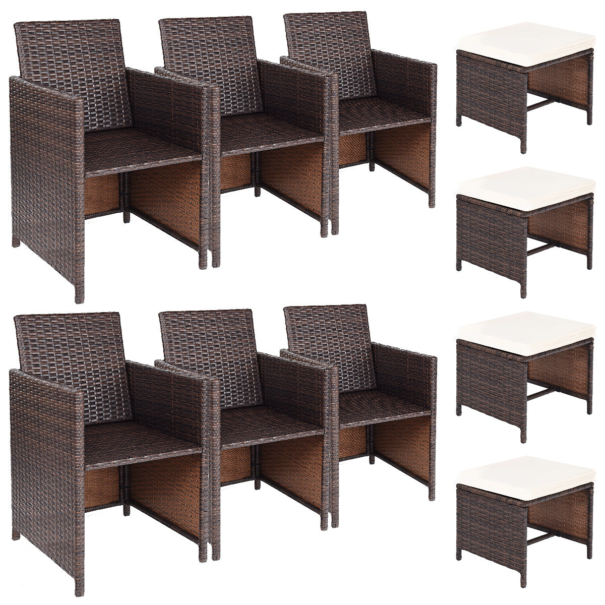10 Piece Outdoor Patio Dining Set, Brown Patio Dining Sets Brown at Gallery Canada