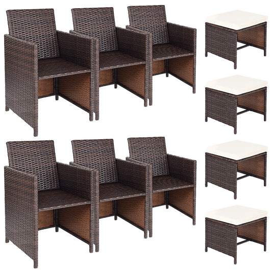 10 Piece Outdoor Patio Dining Set, Brown Patio Dining Sets Brown at Gallery Canada